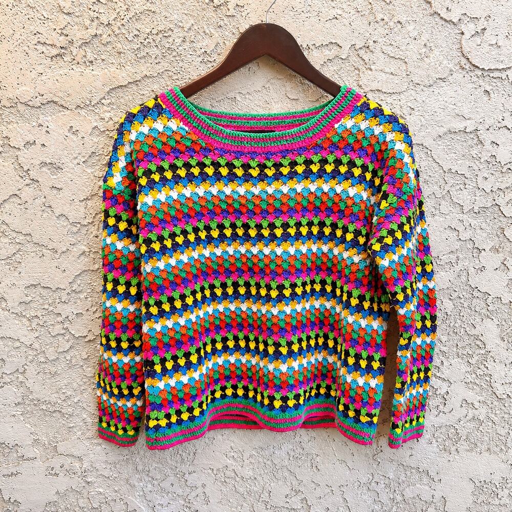 Chaus Sport Multicolor Crochet Sweater Size Women’s Medium